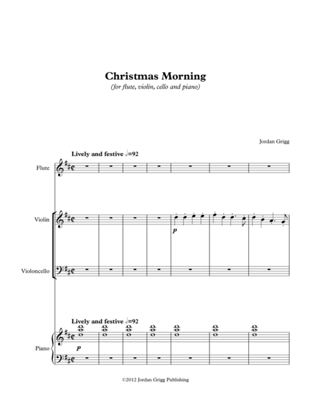 Free Sheet Music Christmas Morning For Flute Violin Cello And Piano