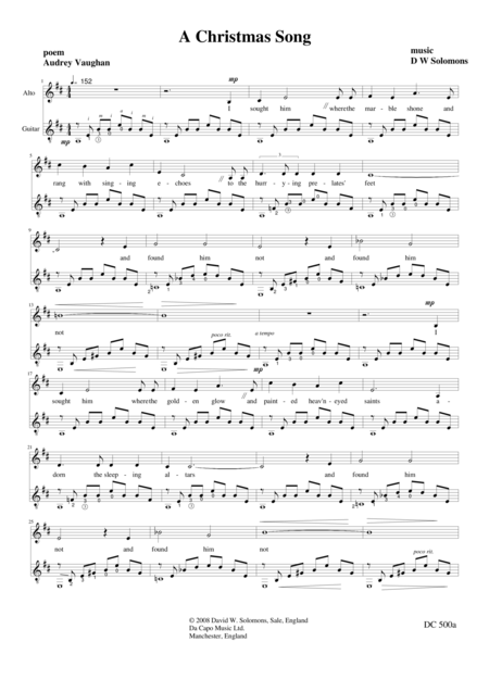 Free Sheet Music Christmas Song Alto And Classical Guitar