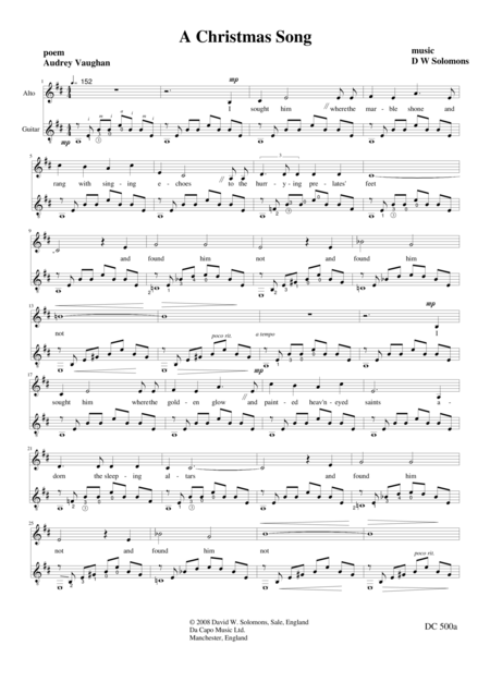 Christmas Song Alto And Classical Guitar Sheet Music