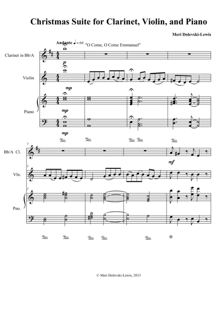 Free Sheet Music Christmas Suite For Clarinet Violin And Piano