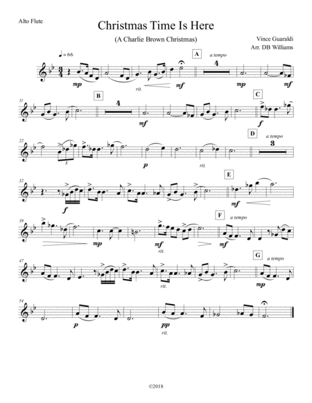 Free Sheet Music Christmas Time Is Here Alto Flute