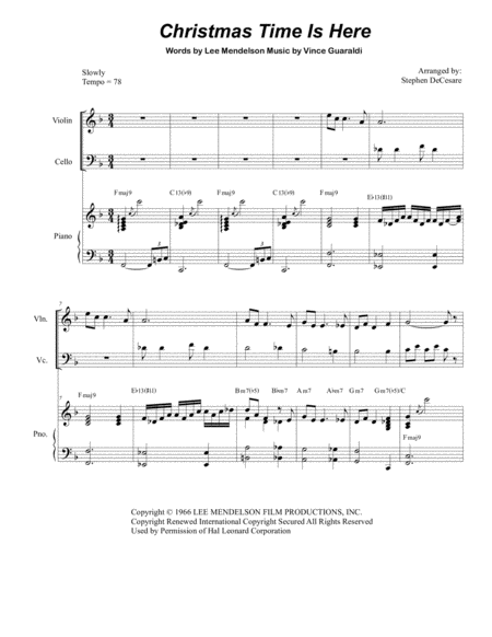 Christmas Time Is Here Duet For Violin And Cello Sheet Music