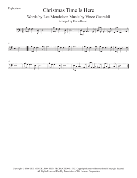 Christmas Time Is Here Easy Key Of C Euphonium Sheet Music