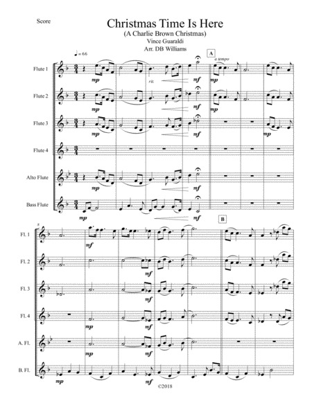 Free Sheet Music Christmas Time Is Here Flute Choir