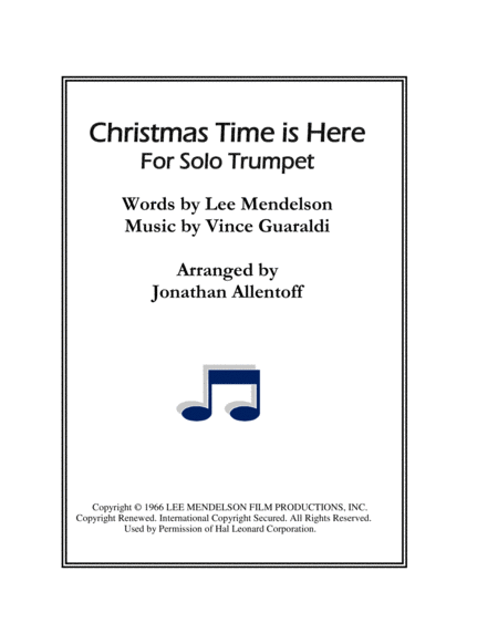 Free Sheet Music Christmas Time Is Here For Solo Trumpet