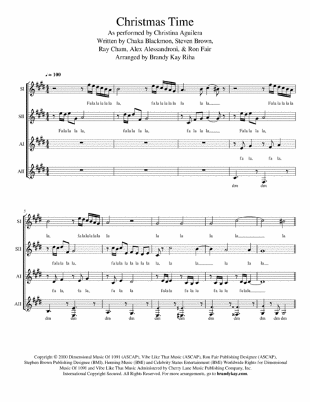 Free Sheet Music Christmas Time Ssaa A Cappella