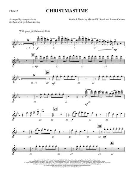 Free Sheet Music Christmastime Arr Joseph M Martin Flute 2