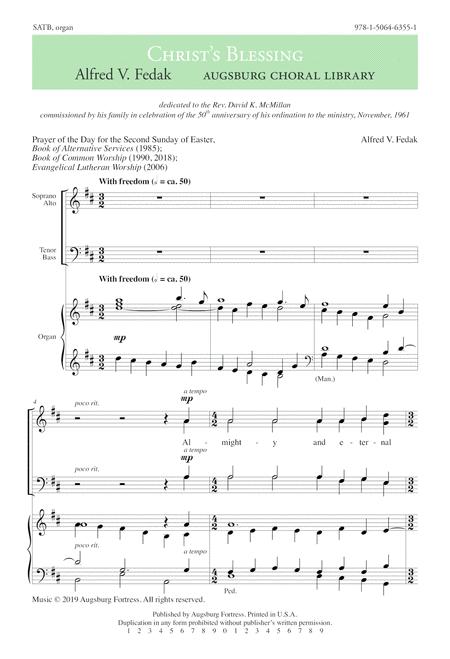 Free Sheet Music Christs Blessing