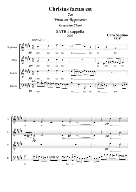 Free Sheet Music Christus Factus Est Choir Satb A Cappella