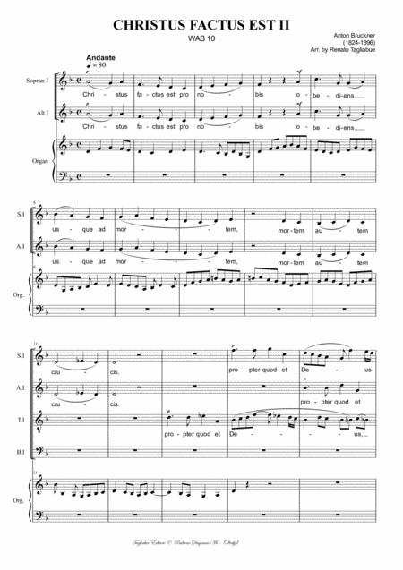 Christus Factus Est Ii Wab 10 Bruckner Arr For Ssaattbb Org Sheet Music