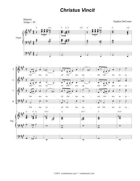 Free Sheet Music Christus Vincit Vocal Score