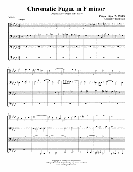 Chromatic Fugue In F Minor For Trombone Or Low Brass Quartet Sheet Music