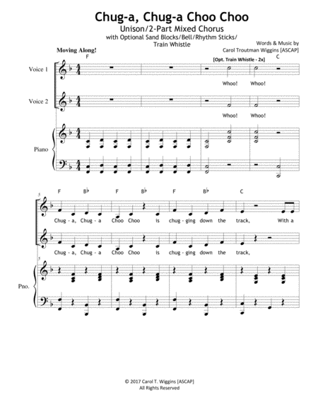 Chug A Chug A Choo Choo Unison 2 Part Mixed Chorus With Optional Sand Blocks Bell Rhythm Sticks Train Whistle Sheet Music