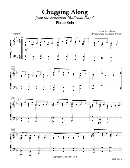 Chugging Along Piano Solo Sheet Music