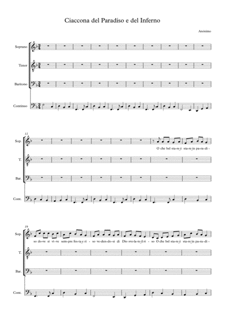 Ciaccona Di Paradiso E Dell Inferno Sheet Music