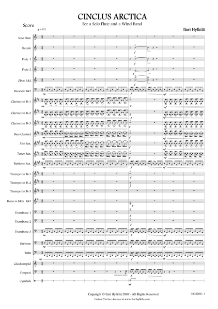 Free Sheet Music Cinclus Arctica For Solo Flute And Concert Band