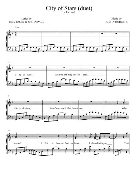 City Of Stars Duet Sheet Music