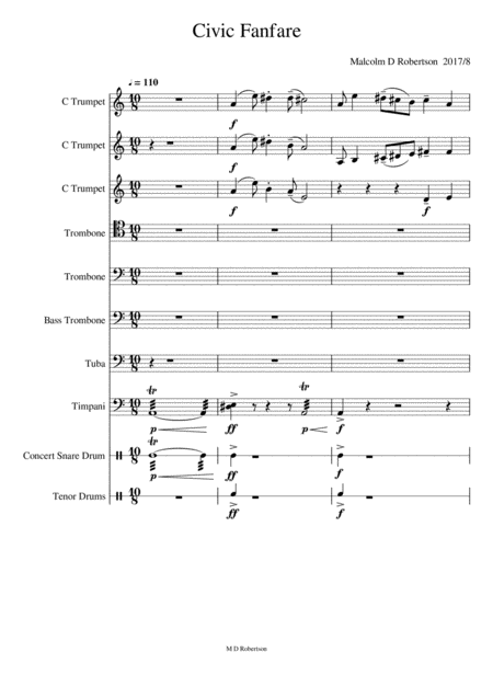 Civic Fanfare For Brass Percussion Sheet Music