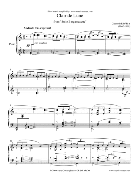 Clair De Lune C Major Sheet Music