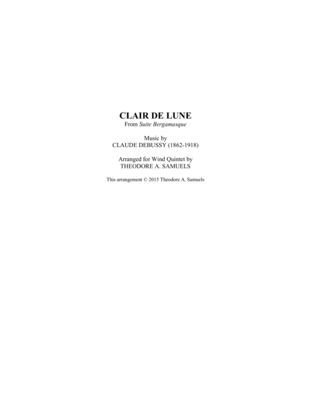 Free Sheet Music Clair De Lune From Suite Bergamasque