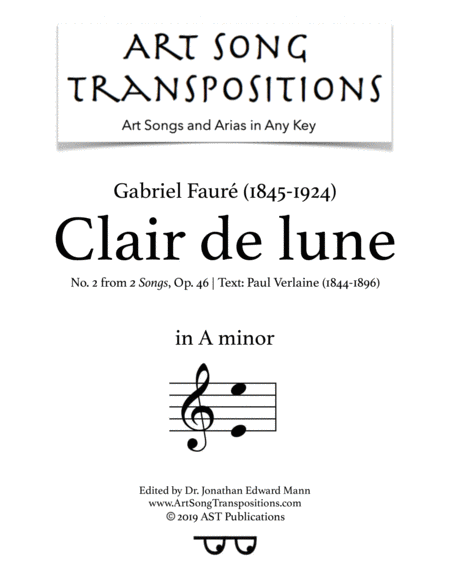 Clair De Lune Op 46 No 2 A Minor Sheet Music