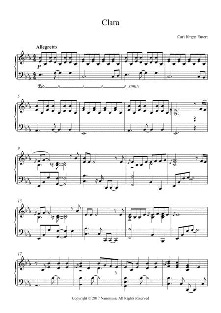 Free Sheet Music Clara Piano Melancola