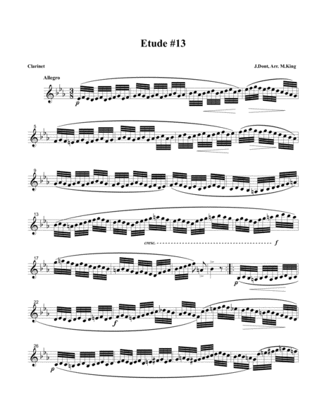 Clarinet Etude 1 Arr Marten King Sheet Music