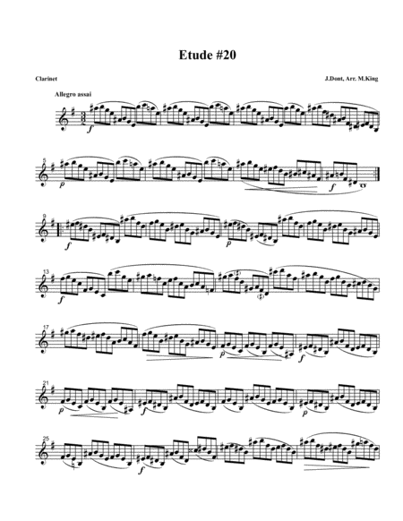 Free Sheet Music Clarinet Etude 20 Arr Marten King