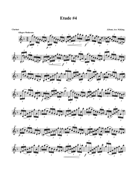 Clarinet Etude 4 Arr Marten King Sheet Music