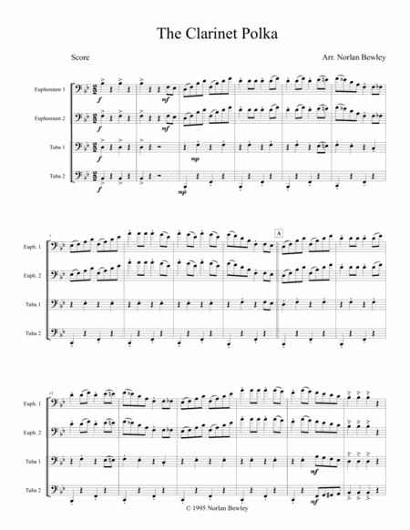 Clarinet Polka Tuba Euphonium Quartet Sheet Music