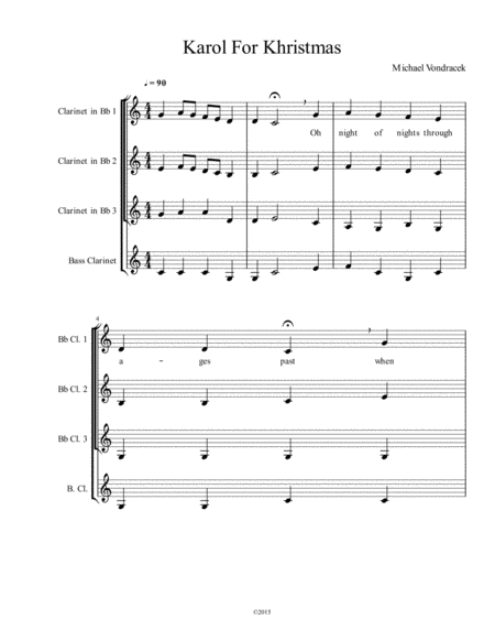 Free Sheet Music Clarinet Quartet Original Christmas Music