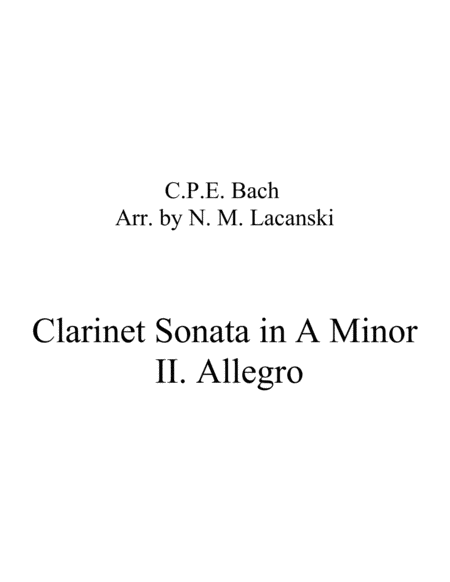 Clarinet Sonata In A Minor Ii Allegro Sheet Music