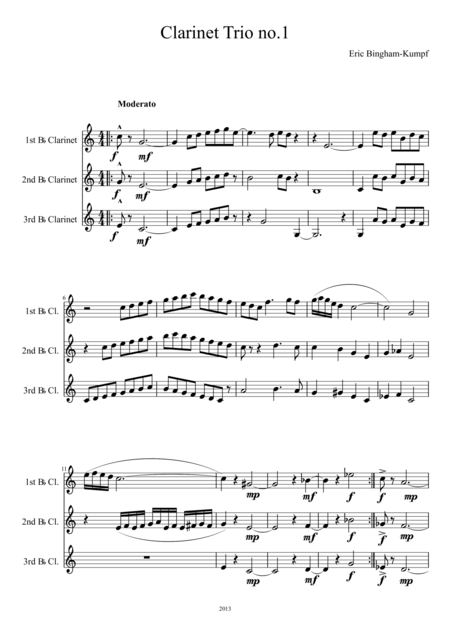 Free Sheet Music Clarinet Trio No 1