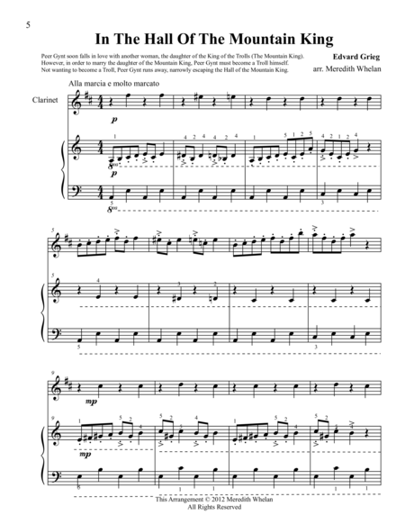 Classical Duets For Clarinet Piano In The Hall Of The Mountain King Sheet Music