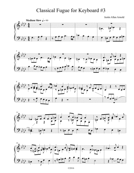 Classical Fugue 3 For Keyboard Sheet Music