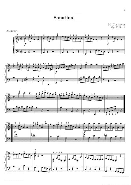 Free Sheet Music Clementi Sonatina Op 36 No 1 Original Complete Full Version Piano Solo