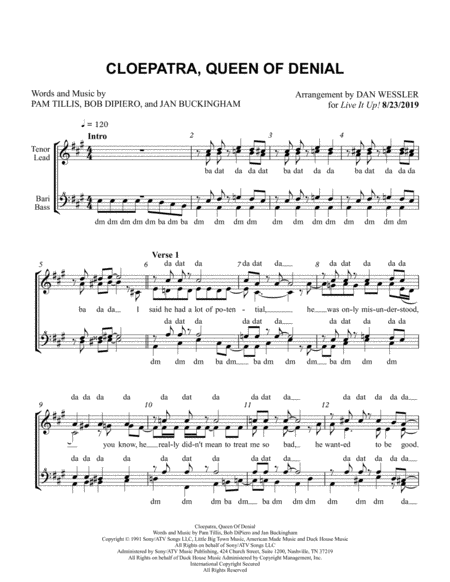 Cleopatra Queen Of Denial Sheet Music