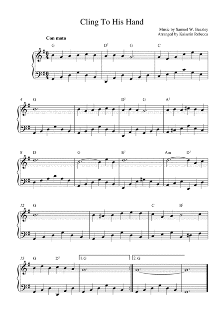 Cling To His Hand Sheet Music