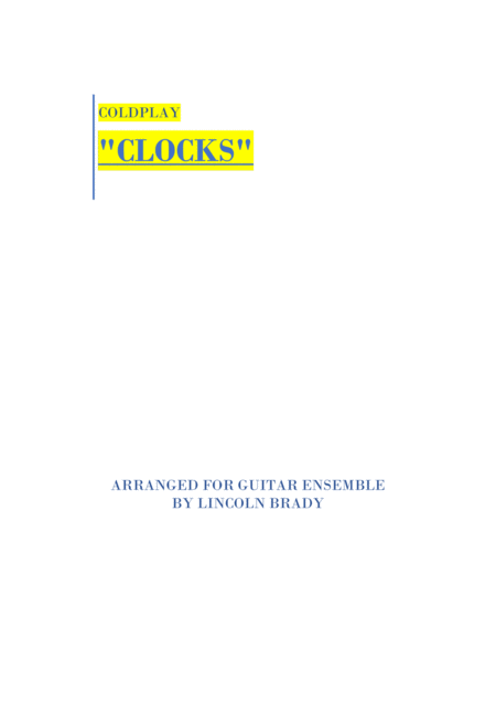 Clocks By Coldplay Guitar Ensemble Parts Only Sheet Music