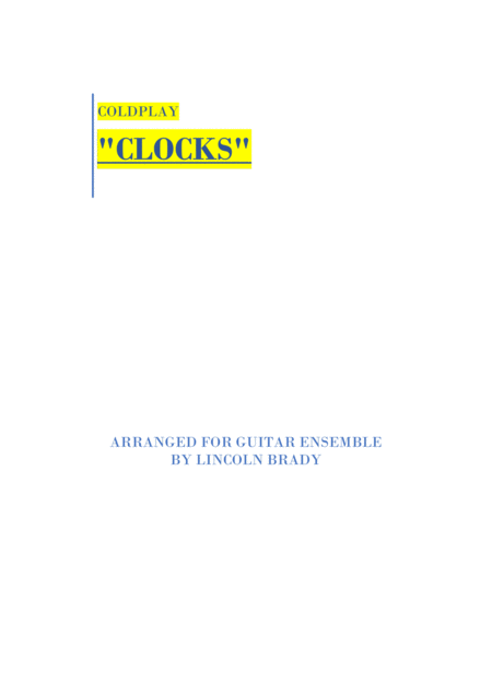 Free Sheet Music Clocks By Coldplay Guitar Ensemble Score Only