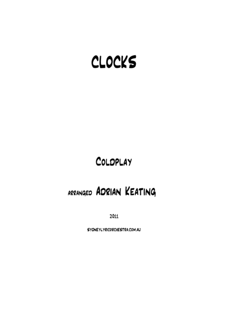 Free Sheet Music Clocks Coldplay String Chamber Orchestra Minimum 10 Players Lower Intermediate With Cuts To Professional Ensemble