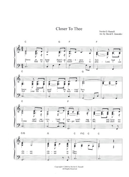 Free Sheet Music Closer To Thee