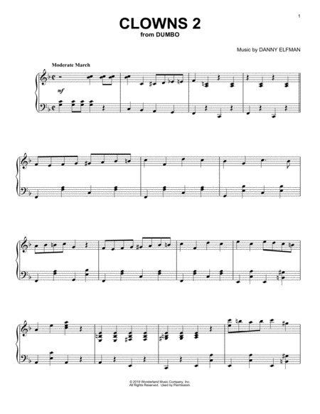 Free Sheet Music Clowns 2 From The Motion Picture Dumbo