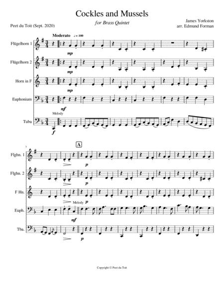 Cockles And Mussels Aka Molly Malone James Yorkton Arr Edmund Forman Brass Quintet Sheet Music