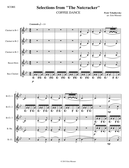Free Sheet Music Coffee Dance From The Nutcracker For Clarinet Quartet