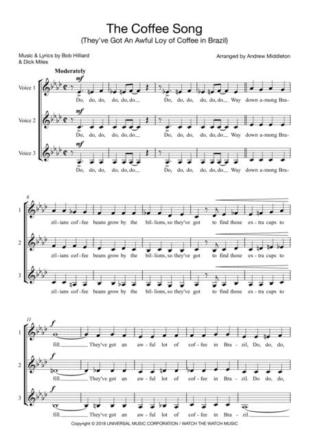 Coffee Song Arranged For Ssa Sheet Music