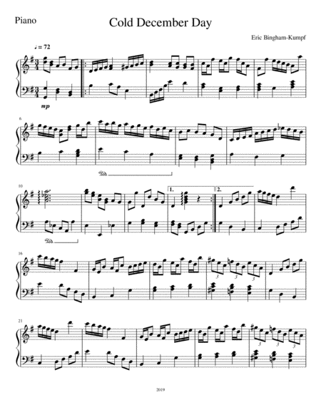 Free Sheet Music Cold December Day