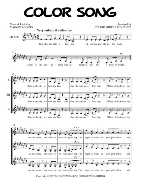 Free Sheet Music Color Song