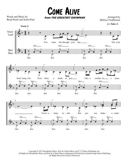 Free Sheet Music Come Alive By Melissa Vanhousen