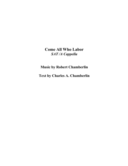 Free Sheet Music Come All Who Labor